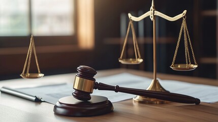 Justice Gavel Scales of Justice Legal Law Firm Wooden Brown Gold Legal System Law Concept Legal Profession Attorney Courtroom Judge Gavel Image trial 