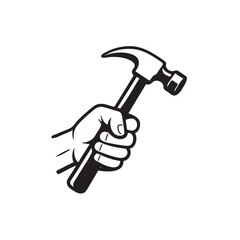 hand holding hammer vector