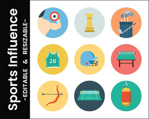Sport And Hobby Icons Representing Diverse Activities And Interests In A Flat Design Style