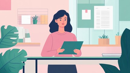 Woman working at a desk in an office