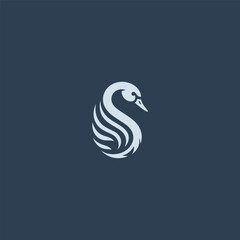 Swan logo in elegant and minimalist illustration style.