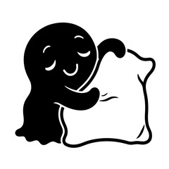 black and white ghost cartoon illustration
