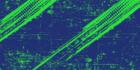 Abstract Sport Background with Green and Blue Brush Texture and Halftone Effect. Dirty Grunge Background eps 10