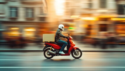 Fast Delivery Motorcycle in City