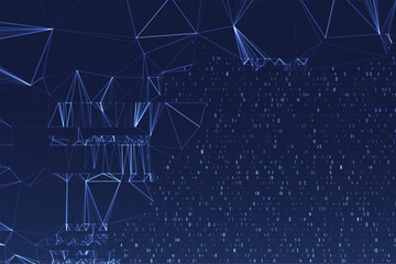 Abstract space polygonal illustration. Big data code representation. Graphic concept for your design.