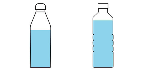 Bottle icon set. Bottle vector icon. Bottle icon with different style. Black and white color.
