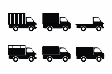 set of Delivery Truck icon  silhouette vector illustration