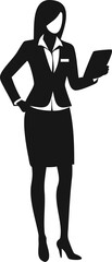 Businesswoman in Formal Attire Holding Tablet