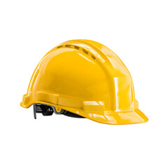 Fototapeta premium Bright yellow hard hat safety equipment construction worker job on transparent background