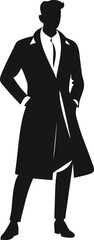 Elegant Man in a Long Coat Silhouette