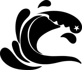 Vector Illustration of Surfer Riding Ocean Waves