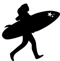 Obraz premium Girl Holding Surfboard Vector, Summer Beach Surfing Illustration