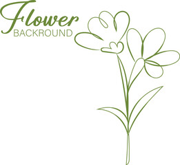 Isolated on a white background, a vector illustration presents a beautiful pink floral blossom with green leaves and a delicate stem, embodying the beauty of spring nature