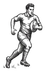 Fototapeta premium Rugby Rush: Engraved Power AI Generated