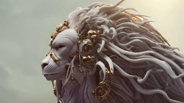 White monkey monster, ai generative