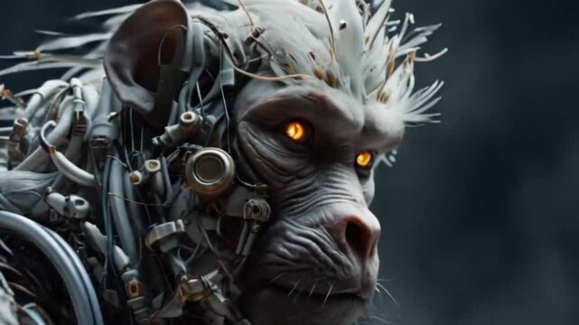 White monkey monster, ai generative