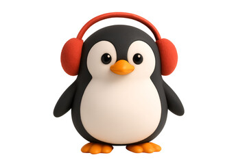 Obraz premium Cute penguin wearing headphones, ready to groove. transparent background.