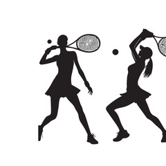 tennis girl silhouette,tennis player silhouette girl ,girl playing tennis silhouette	
