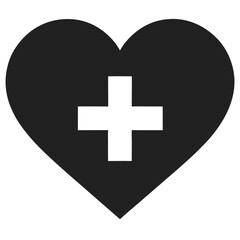 Minimalist icon showing a black heart representing emotional health and wellness awareness