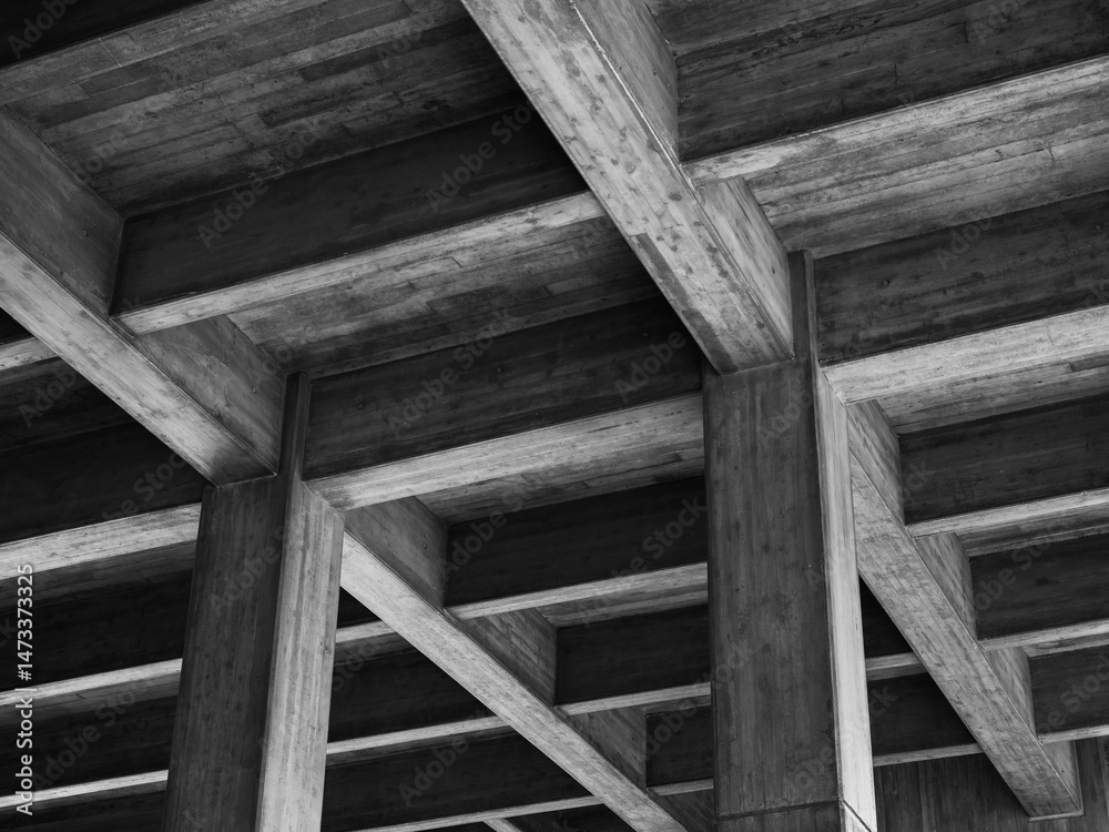 Poster architecture details columns and beam concrete structure industry background