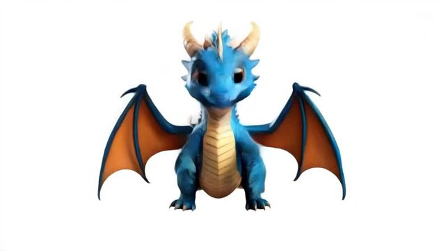 An Adorable 3D Dragon, Isolated over a White Background