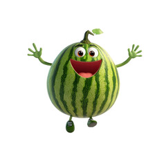 Fototapeta premium Joyful Jumping Watermelon Cartoon Character