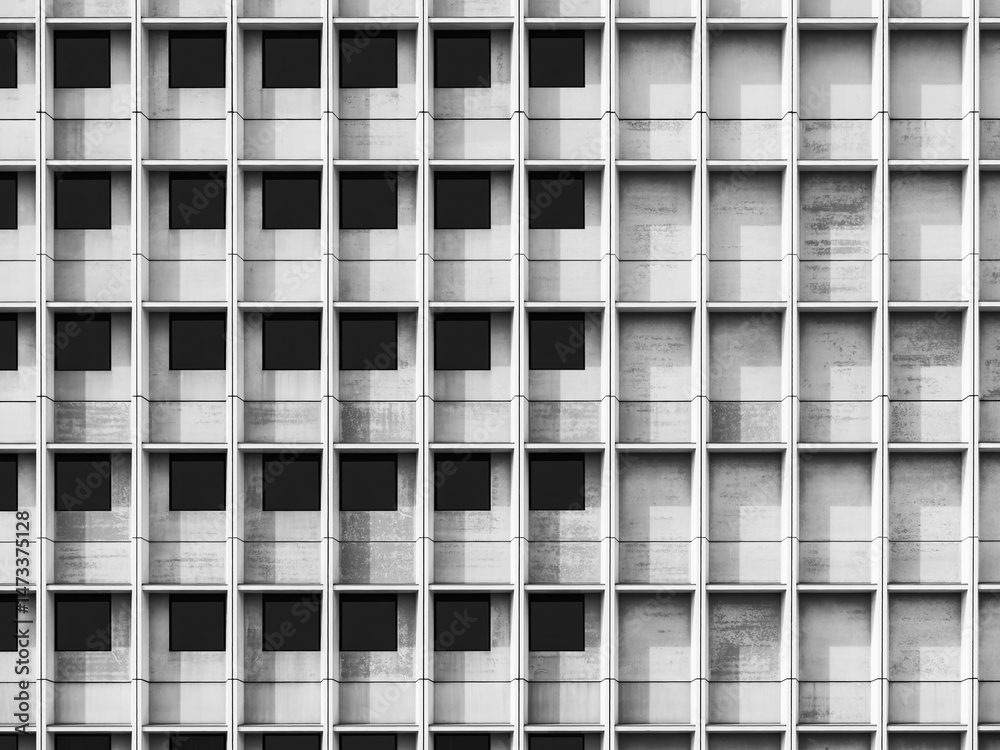 Poster architecture details white wall square pattern facade geometric background
