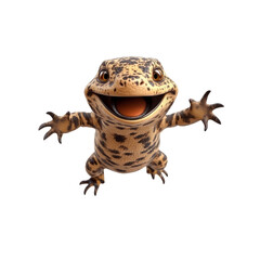 Obraz premium Cheerful Cartoon Gecko with Open Arms - 3D Render