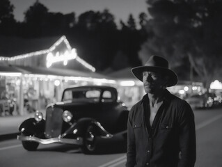 stylish black and white photograph reminiscent of film noir