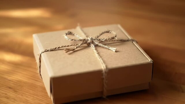 Simple gift box tied with twine