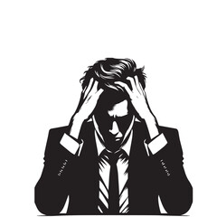 Stressed Man Silhouette Set

Black and White Stress Poses

Anxiety Male Figure Vector