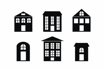 Fototapeta premium set of Buildings icon silhouette vector illustration