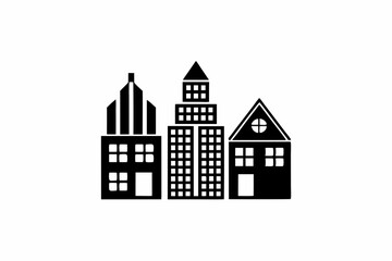 Fototapeta premium Buildings icon silhouette vector illustration