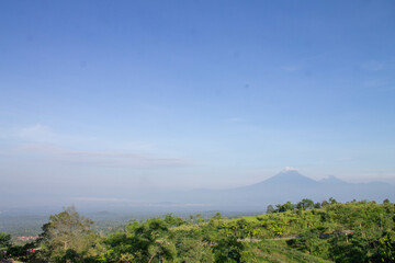 Beautiful wide-angle shot of mountainous countryside terrain with natural light