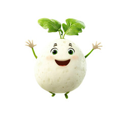 Joyful Turnip Character Happy Veggie Cartoon Mascot