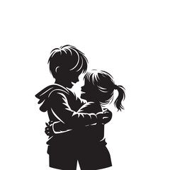Siblings Hugging Silhouette Set

Happy Family Hug Vector

Black and White Sibling Bond