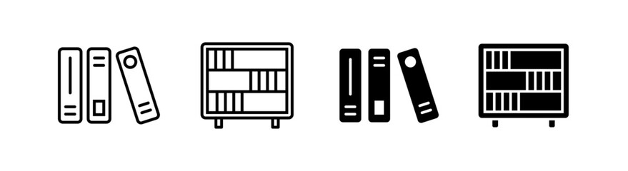 Library icon line style and flat glyph style. Icon set related to education, school, and learning.
