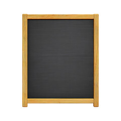 A blank chalkboard with a wooden frame, perfect for displaying information or messages. The chalkboard provides an area for writing and drawing