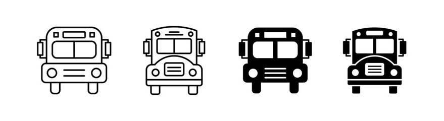 Fototapeta premium School bus icon line style and flat glyph style. Icon set related to education, school, and learning.