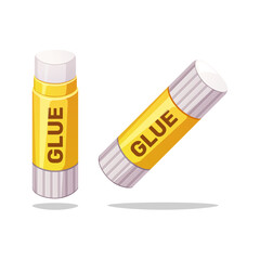 Yellow glue stick vector isolated on white background.