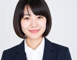 笑顔にスーツを着た女性