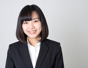 笑顔にスーツを着た女性