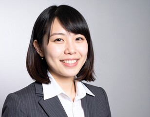 笑顔にスーツを着た女性