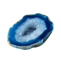 A captivating close-up of a vibrant blue agate stone, showcasing its intricate crystalline patterns