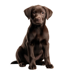 Fototapeta premium Labrador Puppy Sitting and Looking Forward Isolated on Transparent Background