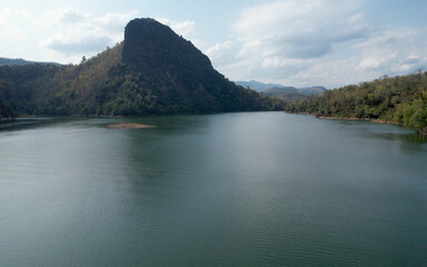 Aerial view of the river and mountain views