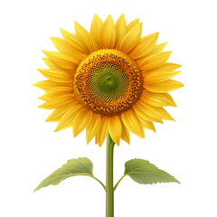 Obraz premium Yellow Sunflower with Green Stem Isolated on Transparent Background