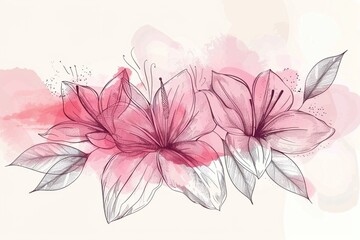 vector line style hand drawn abstract botanical flower wedding banner