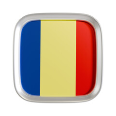 Chad flag 3d square icon.