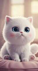 Fototapeta premium Whiskered Wonder: A Porcelain Dream AI Generated